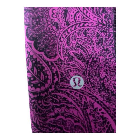 Lululemon Leggings Sz 8 High Times Crop Antique Paisley Deep Fuschia Sold Out - Picture 7 of 7
